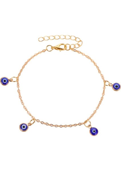 Altın Rengi Şanslı Göz Mavi Türk Nazar Halhal Altın Gümüş Renk Ayak Zinciri Ayak Bileği Bilezik Kadınlar Için Ayarlanabilir Kızlar Takı LE494 (Yurt Dışından)