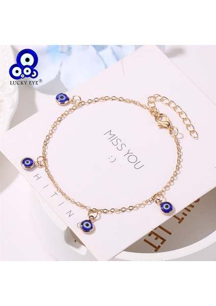Altın Rengi Şanslı Göz Mavi Türk Nazar Halhal Altın Gümüş Renk Ayak Zinciri Ayak Bileği Bilezik Kadınlar Için Ayarlanabilir Kızlar Takı LE494 (Yurt Dışından) modelleri