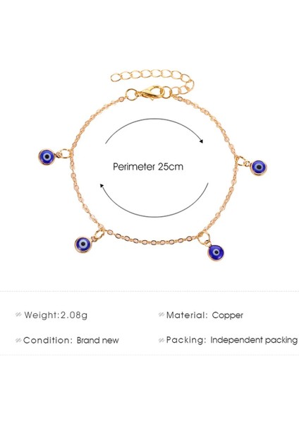 Altın Rengi Şanslı Göz Mavi Türk Nazar Halhal Altın Gümüş Renk Ayak Zinciri Ayak Bileği Bilezik Kadınlar Için Ayarlanabilir Kızlar Takı LE494 (Yurt Dışından) fırsatları