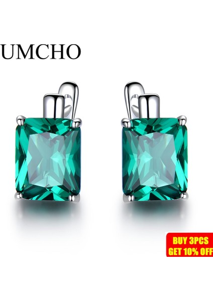 Topaz Umcho Lüks Zümrüt Taş Klip Küpe Kadınlar Için Hakiki Terling Gümüş Takı Yeşil Taş Moda Düğün Hediyesi (Yurt Dışından) fiyatları