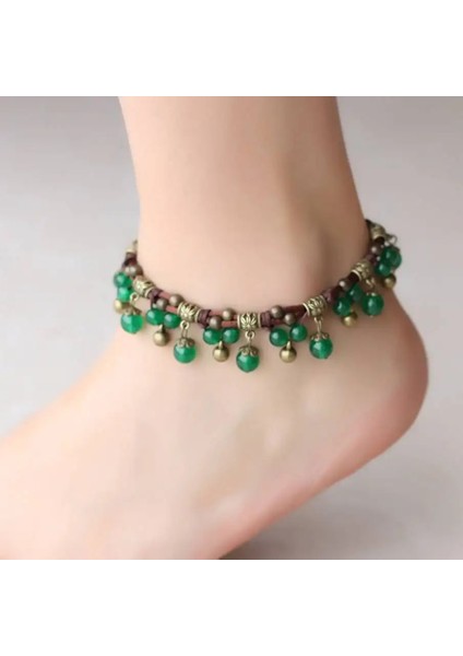 D Hint El Yapımı Elastik Taş Bakır Boncuk Halhal Kadınlar Için Boho Plaj Halhal Çan Bilezik Ayak Takı Ancle Braclets (Yurt Dışından)