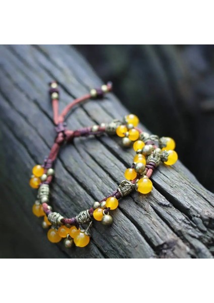 D Hint El Yapımı Elastik Taş Bakır Boncuk Halhal Kadınlar Için Boho Plaj Halhal Çan Bilezik Ayak Takı Ancle Braclets (Yurt Dışından)