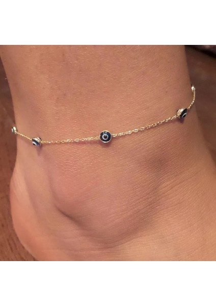 Altın--A5 Bohemian Çok Katmanlı Boncuk Ayak Bileği Bilezik Kadınlar Için Bacak Zinciri Mavi Nazar Kolye Halhal Yaz Plaj Ayak Takı (Yurt Dışından)