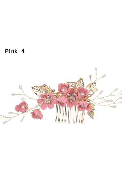 Pembe4 Moda Zarif Mavi Çiçek Kadın Saç Tarakları Headdress Balo Gelin Düğün Saç Aksesuarları Altın Yapraklar Saç Takı Saç Tokaları (Yurt Dışından)