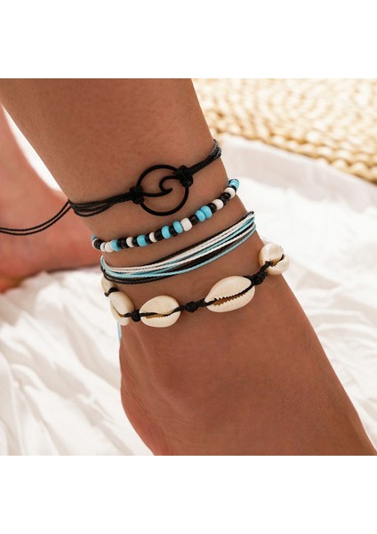 No.30 Boyutu Boho Kadın Sequins Ayak Bileği Bilezik Seti Yıldız Ay Yıldırım Charm Zincir Kadın Yaz Plaj Halhal Takı Için Ayak Bacak Üzerinde (Yurt Dışından)