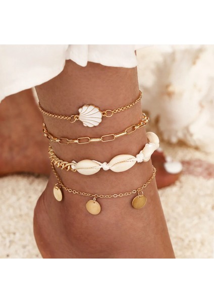 No.30 Boyutu Boho Kadın Sequins Ayak Bileği Bilezik Seti Yıldız Ay Yıldırım Charm Zincir Kadın Yaz Plaj Halhal Takı Için Ayak Bacak Üzerinde (Yurt Dışından)