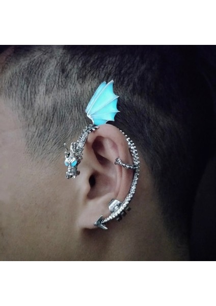 Mavi Çinko Kaplama 2020 Yeni Aydınlık Ejderha Kulak Manşet Klipsi Karanlıkta Glow Punk Kulak Takı Erkekler ve Kadınlar Için Paslanmaz Çelik Moda Hediyeler (Yurt Dışından)