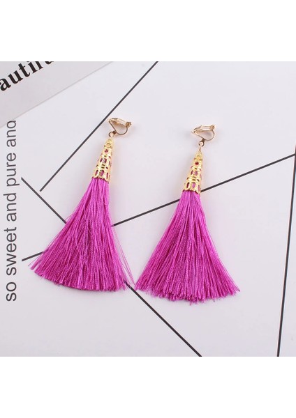 Kırmızı Gül Bohemia Etnik Uzun Püskül Küpe Üzerinde Klip Kadın Takı Geometrik Alaşım Kaplama Deldi Kulak Klipsi Olmadan Basit Dangle (Yurt Dışından) fiyatları