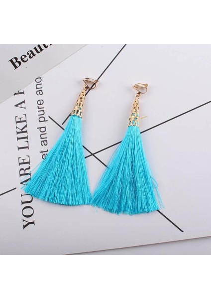 Kırmızı Gül Bohemia Etnik Uzun Püskül Küpe Üzerinde Klip Kadın Takı Geometrik Alaşım Kaplama Deldi Kulak Klipsi Olmadan Basit Dangle (Yurt Dışından) modelleri