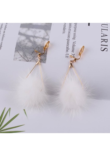 Kremsi Beyaz Tavşan Kürk Top Ponpon Uzun Düğün Klipsi Kadınlar Için Küpe Benzersiz Yumuşak Pom Pom Kulak Küpe Takı Sevimli Noel Hediyesi (Yurt Dışından) modelleri