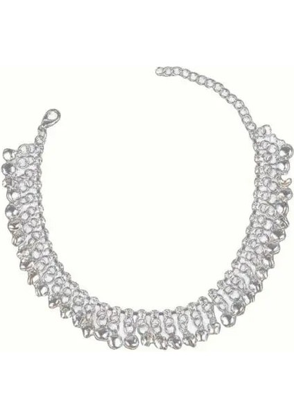 Gümüş Rengi Vintage Kadınlar Rhinestone Bell Püskül Halhal Ayak Zinciri Bilezik Takı Hediye (Yurt Dışından)