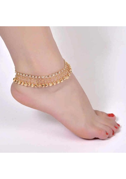 Gümüş Rengi Vintage Kadınlar Rhinestone Bell Püskül Halhal Ayak Zinciri Bilezik Takı Hediye (Yurt Dışından) fiyatları