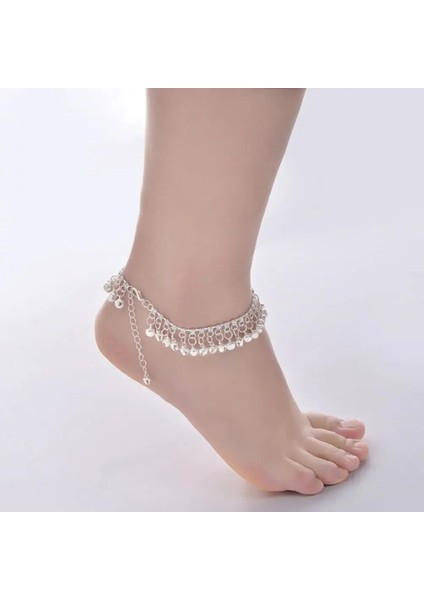 Gümüş Rengi Vintage Kadınlar Rhinestone Bell Püskül Halhal Ayak Zinciri Bilezik Takı Hediye (Yurt Dışından) fırsatları