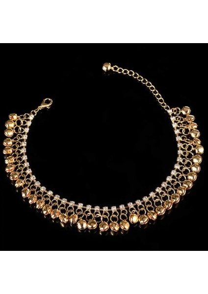 Gümüş Rengi Vintage Kadınlar Rhinestone Bell Püskül Halhal Ayak Zinciri Bilezik Takı Hediye (Yurt Dışından) indirimleri