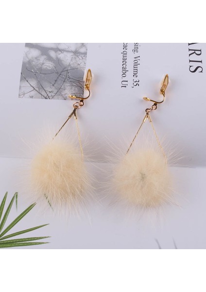 Kremsi Beyaz Tavşan Kürk Top Ponpon Uzun Düğün Klipsi Kadınlar Için Küpe Benzersiz Yumuşak Pom Pom Kulak Küpe Takı Sevimli Noel Hediyesi (Yurt Dışından) fırsatları