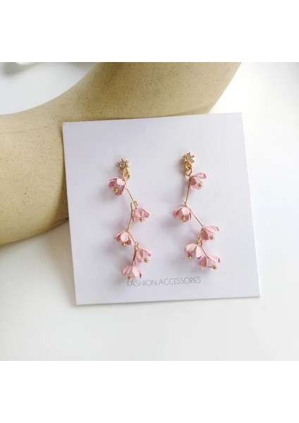 Delinmiş Kulaklar Düğün Mücevherat Japon Tarzı Uzun Rhinestone Kristal Pembe Sakura Çiçek Zirkon Klipsli Küpe Kadınlar Için Piercing Olmadan (Yurt Dışından) modelleri