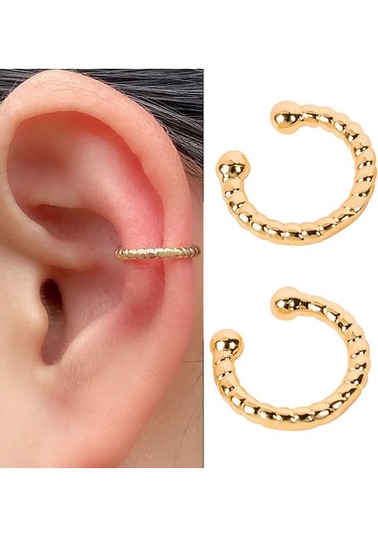 4 Altın Moda Kulak Manşet Klipsli Küpe Piercing Altın Gümüş Renk Yıldız Kalp Zincir Geometri Kıkırdak Earcuff Kadınlar Parti Takı (Yurt Dışından)