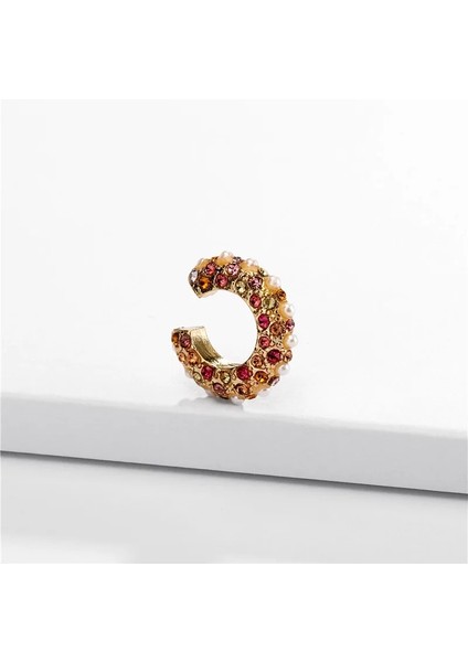 Kırmızı Portakal Yeni Moda Altın Cz Zirkon Klipsli Küpe Kadınlar Için Trendy C Şekilli Küçük Kulak Manşet Seti Gelin Düğün Earclip Takı Hiçbir Deldi (Yurt Dışından)