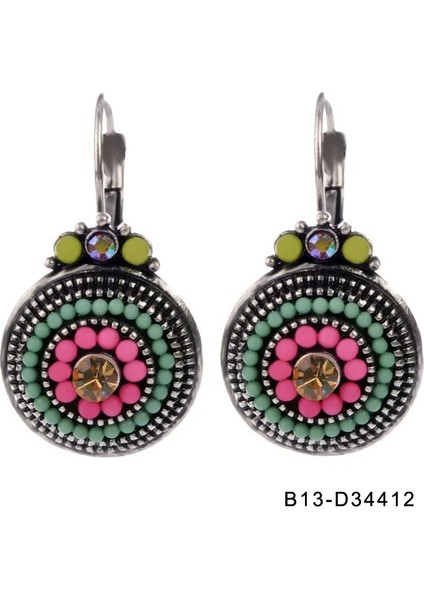 B13-D34412 Shineland Moda Boho Küçük Küpe Kadınlar Takı Için Brinco Oyma Vintage Tibet Trendy Bohem Küpe (Yurt Dışından)