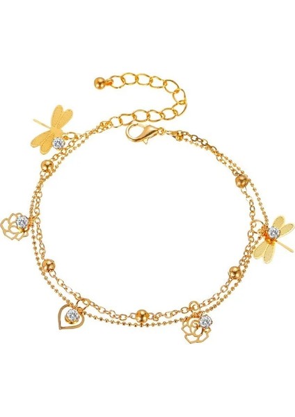 NO.50191 Beden Vagzeb Yeni Moda Bohem Altın Renk Halhal Plaj Ayak Takı Bacak Zinciri Çiçek Dragonfly Halhal Kadınlar Için Plaj Takı (Yurt Dışından) modelleri