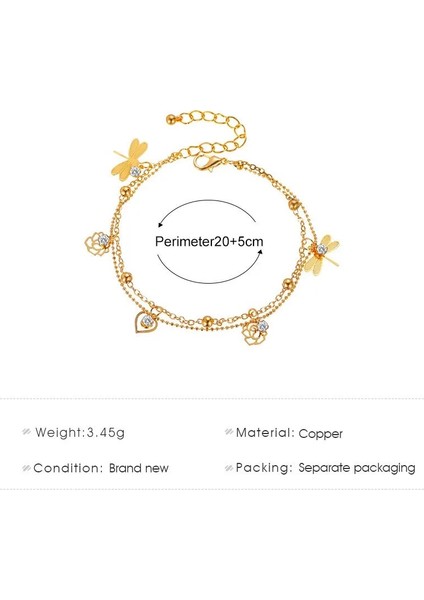 NO.50191 Beden Vagzeb Yeni Moda Bohem Altın Renk Halhal Plaj Ayak Takı Bacak Zinciri Çiçek Dragonfly Halhal Kadınlar Için Plaj Takı (Yurt Dışından) fırsatları