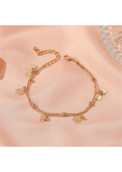 NO.50191 Beden Vagzeb Yeni Moda Bohem Altın Renk Halhal Plaj Ayak Takı Bacak Zinciri Çiçek Dragonfly Halhal Kadınlar Için Plaj Takı (Yurt Dışından) indirimleri