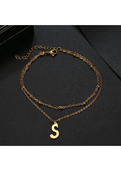 Gümüş Tarzı M Beden Paslanmaz Çelik Kadın Halhal 26 Harfler A-Z Basit ve Moda Kadınlar Takı Için Son Trend Stil Zincir Kolye Halhal (Yurt Dışından) modelleri