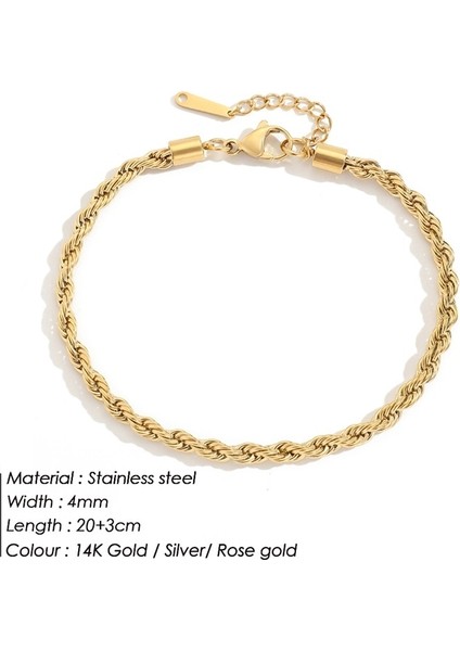 Altın Tarzı YF32862 - 4mm Emanco Halat Bağlantı Halhal Paslanmaz Çelik Kadınlar Için Ayak Aksesuarı Yaz Plaj Barefoot Sandalet Bilezik Ayak Bileği Hediyeler (Yurt Dışından)