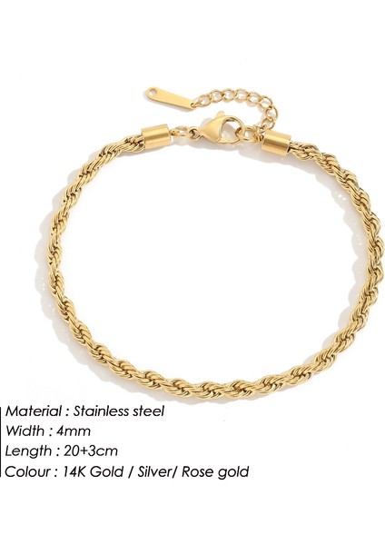 Altın Tarzı YF32862 - 4mm Emanco Halat Bağlantı Halhal Paslanmaz Çelik Kadınlar Için Ayak Aksesuarı Yaz Plaj Barefoot Sandalet Bilezik Ayak Bileği Hediyeler (Yurt Dışından) fırsatları