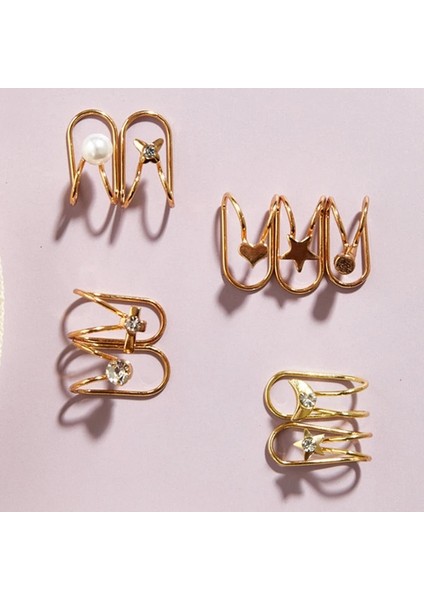 No.27 Boyutu Et Klip Kulak Manşet Küpe Sahte Kıkırdak Küpe Kadınlar Için Altın Renk Zinciri Hiçbir Piercing Klipsli Küpe Seti Kulaklık Takı (Yurt Dışından)