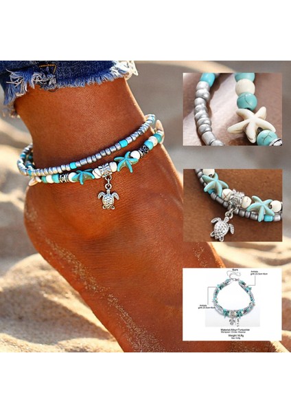 Ağaç Deniz Kaplumbağası Denizyıldızı Plaj Kabuğu Bacak Halhal Ayak Bileği Halhal Kadınlar Için Bilezik Boho Yalınayak Sandalet Bilezik Moda Takı (Yurt Dışından) modelleri