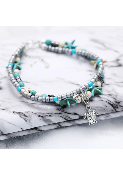 Ağaç Deniz Kaplumbağası Denizyıldızı Plaj Kabuğu Bacak Halhal Ayak Bileği Halhal Kadınlar Için Bilezik Boho Yalınayak Sandalet Bilezik Moda Takı (Yurt Dışından) fırsatları