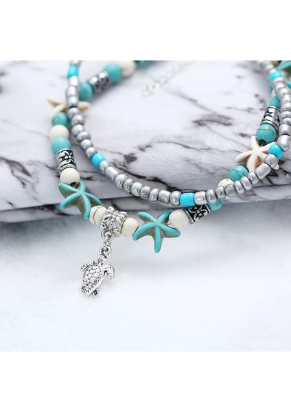 Ağaç Deniz Kaplumbağası Denizyıldızı Plaj Kabuğu Bacak Halhal Ayak Bileği Halhal Kadınlar Için Bilezik Boho Yalınayak Sandalet Bilezik Moda Takı (Yurt Dışından) indirimleri