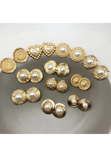 No.5 Saplama Geometrik Zarif Inciler Alaşım Moda Küpe Açıklama Metal Kalp Yuvarlak Beyaz Inciler Mücevher (Yurt Dışından) fiyatları