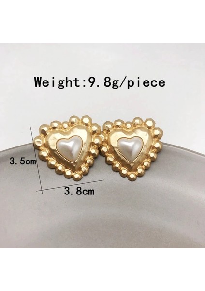 No.5 Saplama Geometrik Zarif Inciler Alaşım Moda Küpe Açıklama Metal Kalp Yuvarlak Beyaz Inciler Mücevher (Yurt Dışından) fırsatları