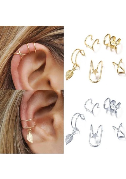 E01902 Vagzeb Moda Altın Renk Kulak Manşetleri Yaprak Klip Küpe Kadın Dağcılar Için Hiçbir Piercing Sahte Kıkırdak Küpe Aksesuarları Hediye (Yurt Dışından) fiyatları