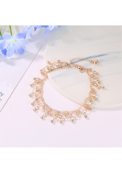 Altın Loredana Moda Saçaklı Ayak Bileği Zincir Takı Kadınlar Için. Sevgililer Hediye Altın Renk Romantik Şeffaf Zirkon Plaj Ayak Bileği Halhal. (Yurt Dışından) indirimleri