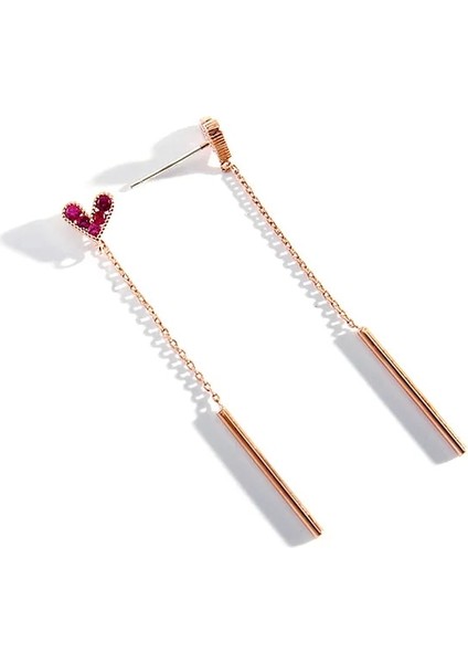 Pembe Saplama 2019 Kore Takı Zirkon Küpe Klipsi Nefis Kalp ve Çiçek Şekli Püskül Piercing Olmadan Kadınlar Için Uzun Kulak Klipleri (Yurt Dışından)