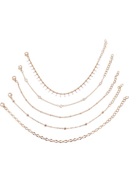 J50093 Modyle Bohemian Ayak Bileği Bilezikler Kadınlar Için Set Çok Katmanlı Boncuk Taklidi Kolye Charm Bilezikler Halhal Ayak Takı Hediye (Yurt Dışından)