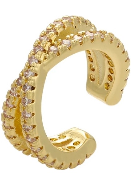Altın Zhukou Moda Kulak Manşet Bohemia Istiflenebilir x Şekli Cz Rhinestone Küçük Earcuffs Klip Küpe Kadınlar Için Düğün Takı VE378 (Yurt Dışından)