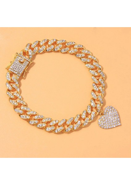 Gümüş Kaplı Stonefans Tıknaz Buzlu Out Miami Küba Halhal Kadınlar Için Kalp Şekli Plaj Rhinestone Aşk Kolye Halhal Bilezik Ayak Zinciri (Yurt Dışından) fırsatları