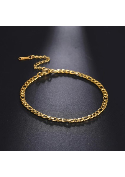 Figaro Zincir Altın Skyrim Bacak Ayak Bileği Bilezik Altın Renk Boncuklu Paslanmaz Çelik Plaj Ayak Zinciri Figaro Halhal Takı Hediye Kadınlar Için Kız (Yurt Dışından)