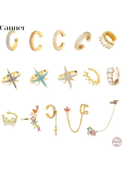 1 Adet Tarzı No.49 Beden Canner Terling Gümüş Zirkon Vintage Kelebek Kulak Klipleri Kadınlar Için Sevimli Hiçbir Piercing Sahte Kıkırdak Kulak Güzel Takı (Yurt Dışından)
