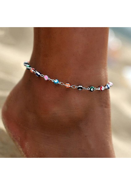 Gümüş Rengi Renkli Türk Gözleri Ayak Bileği Bilezik Vintage Bohem Halhal Kadınlar Için Tobilleras Pulsera Para Tobillo Boho Takı 2020 (Yurt Dışından)