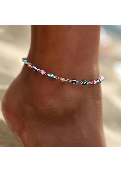 Gümüş Rengi Renkli Türk Gözleri Ayak Bileği Bilezik Vintage Bohem Halhal Kadınlar Için Tobilleras Pulsera Para Tobillo Boho Takı 2020 (Yurt Dışından) modelleri