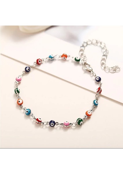 Gümüş Rengi Renkli Türk Gözleri Ayak Bileği Bilezik Vintage Bohem Halhal Kadınlar Için Tobilleras Pulsera Para Tobillo Boho Takı 2020 (Yurt Dışından) indirimleri