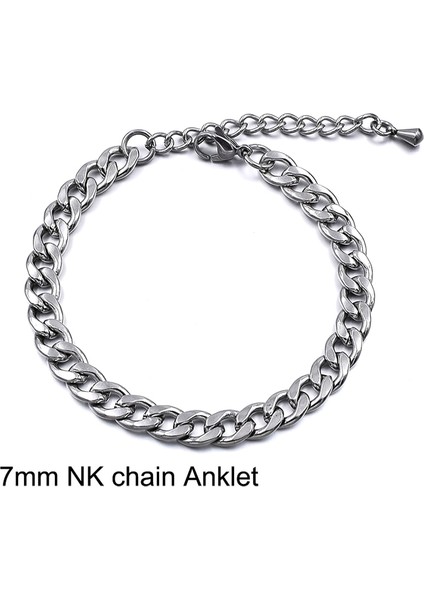 7mm Nk Çift Zincir Gümüş Renk Paslanmaz Çelik Plaj Halhal Kadın Aksesuarları Için Yaz Erkekler Ayak Bileği Bilezik Bacak Zinciri Ayak Takı Parçası Hediye (Yurt Dışından) indirimleri