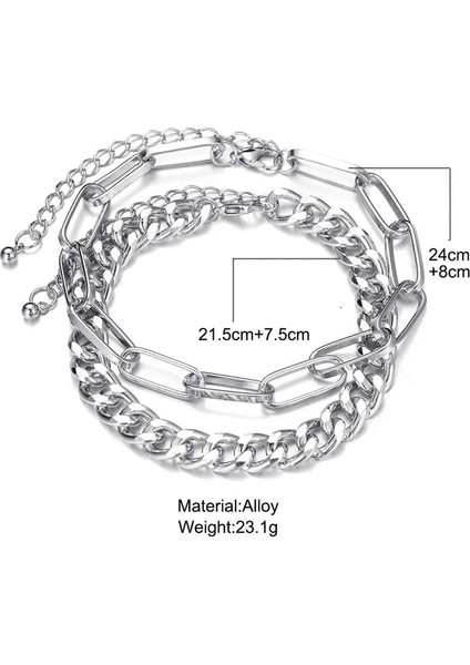 NO.50196 Beden Tobılo Punk Vintage Gümüş Renk Zincir Halhal Kadınlar Için Kalın Zincir Ayak Bileği Bilezik Bacak Ayak Zinciri Halhal Takı (Yurt Dışından) fırsatları