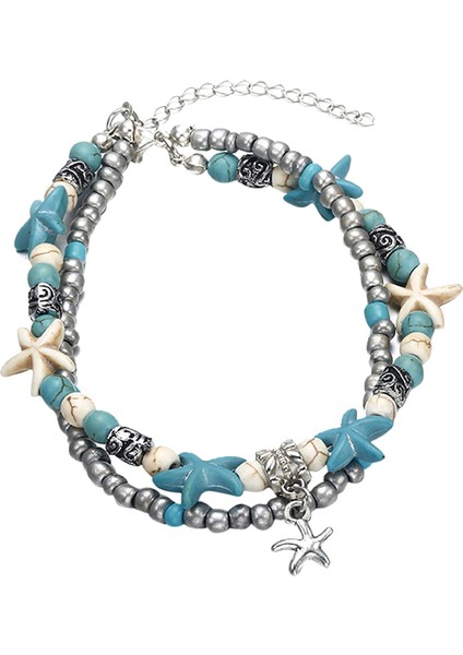 Wh Starfell Halhal Kadın Moda Vintage Yaz Plaj Yalınayak Sandalet Ayak Bileği Bilezikler Ayak Balmumu Halat Zincir Takı #40 (Yurt Dışından)