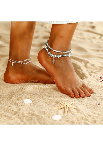 Wh Starfell Halhal Kadın Moda Vintage Yaz Plaj Yalınayak Sandalet Ayak Bileği Bilezikler Ayak Balmumu Halat Zincir Takı #40 (Yurt Dışından) modelleri